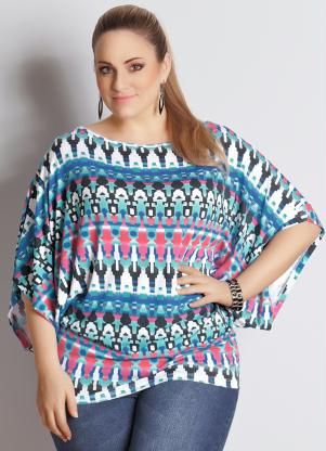 Blusa estampa geométrica azul