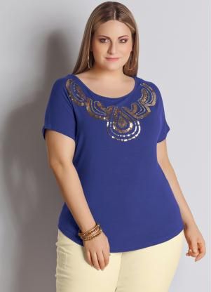Blusa azul royal com paetês