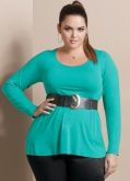 Blusa turquesa manga comprida