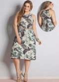 Vestido estampa tropical midi