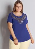 Blusa azul royal com paetês