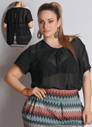 Blusa transparente preta