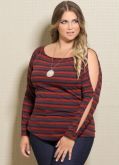 Blusa listrada detalhe no ombro