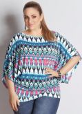 Blusa estampa geométrica azul