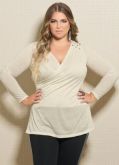 Blusa bege manga longa