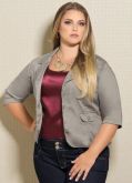 Blazer Manga 3/4 Plus Size Cinza