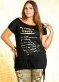Blusa preta com estampa dourada