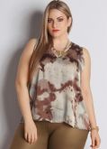 Blusa chiffon estampa marrom